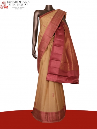 Pure Handloom Thread Zari Mango Butta Kanjeevaram Silk Saree